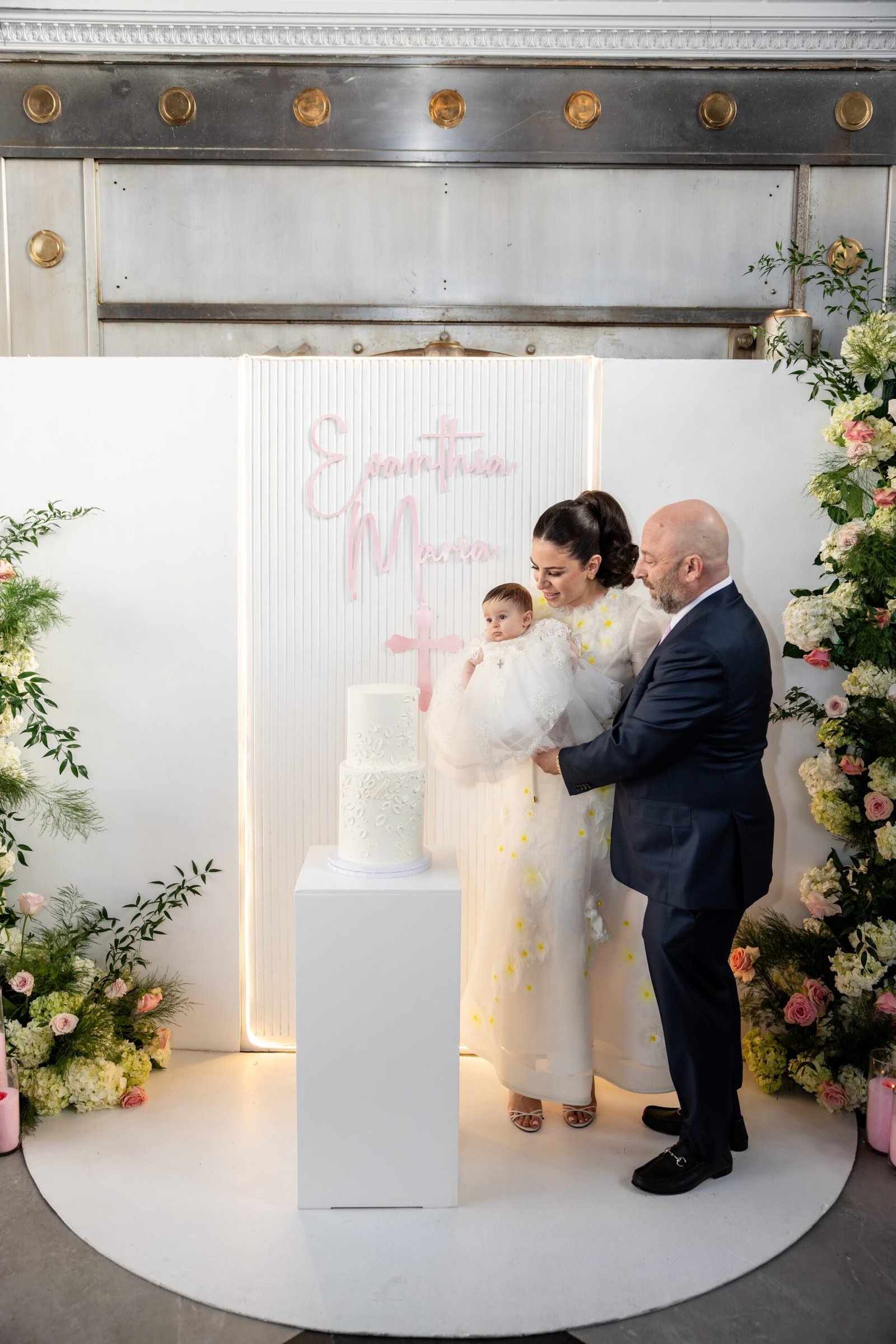 Christening cake and floral display